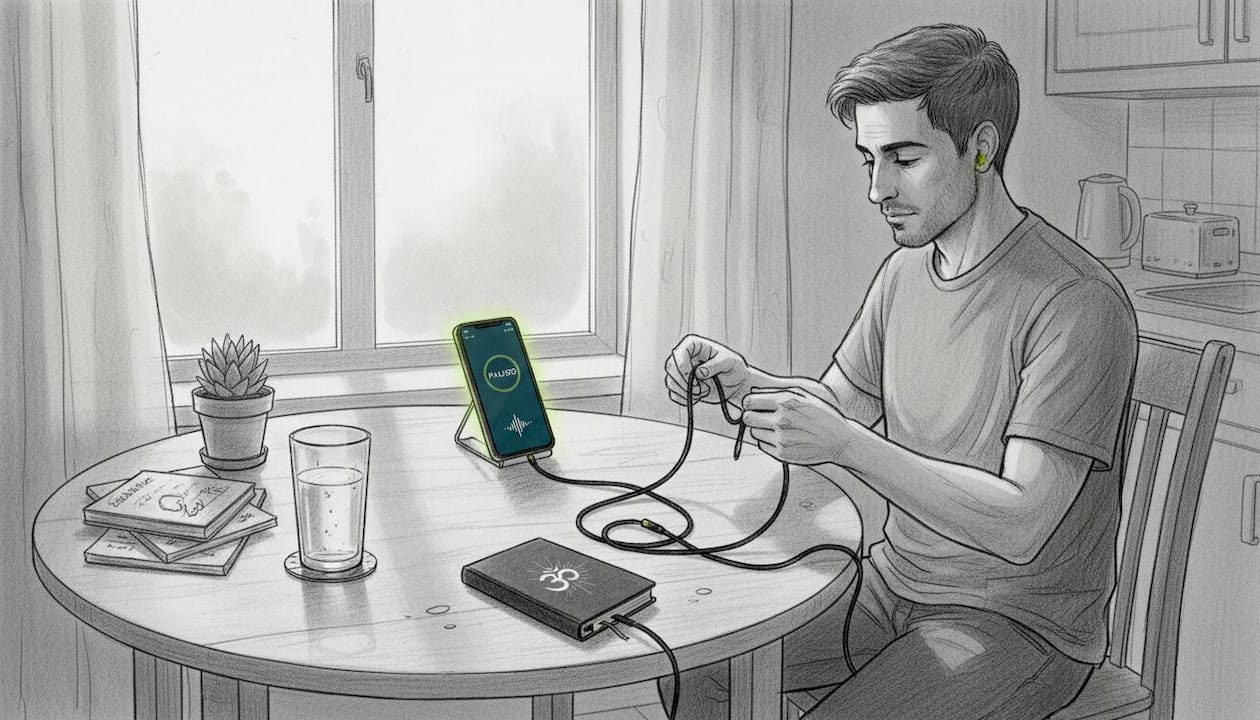 Your practical guide to immersive soundscape meditation 1 Man preparing headphones for meditation session