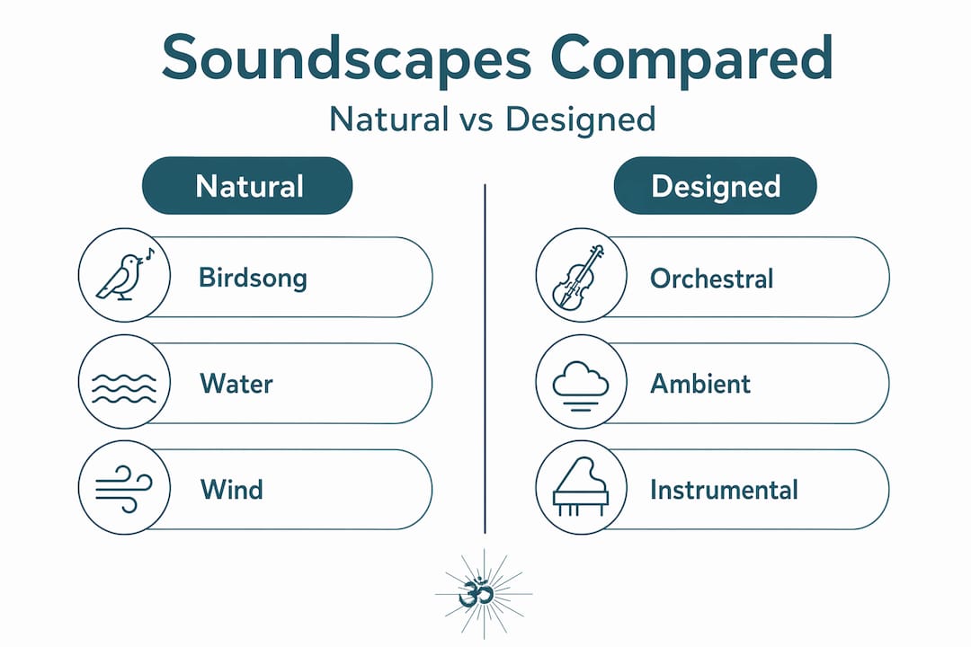 The role of soundscapes in wellness explained 2 Infographic comparing natural and designed soundscapes