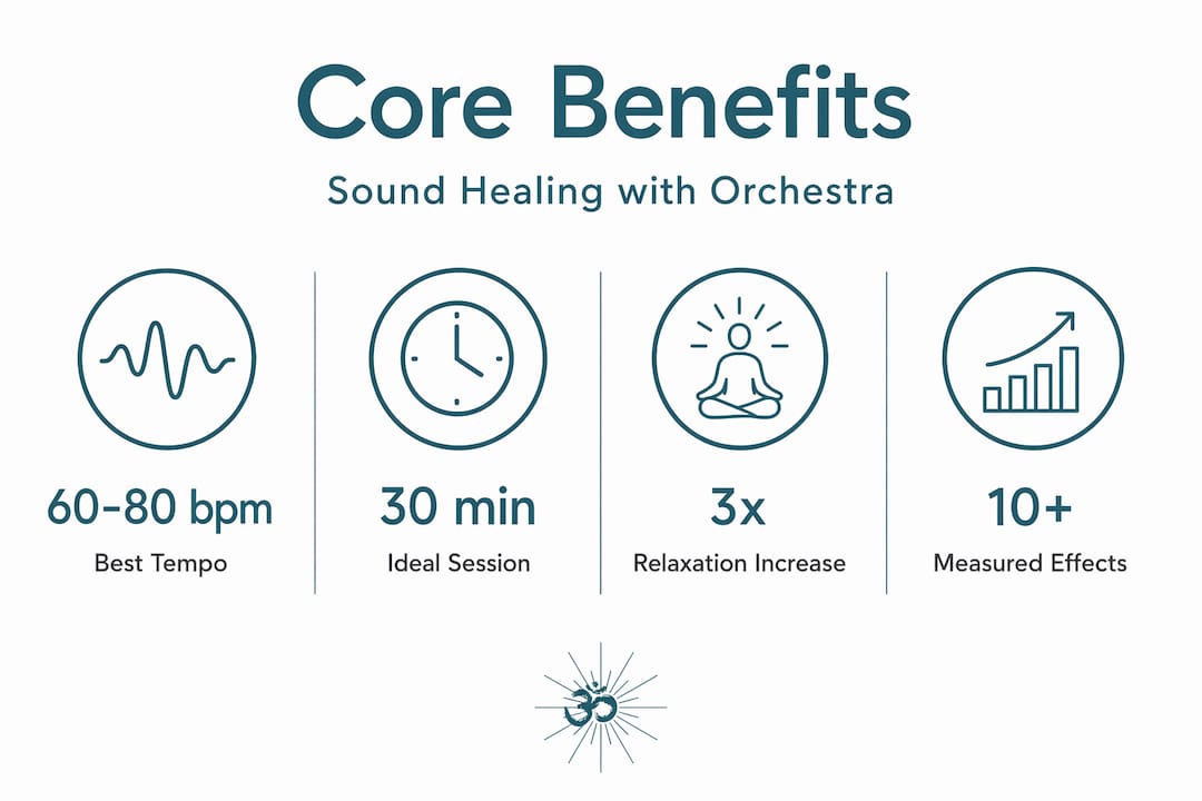 Your orchestral sound healing guide for 2026 2 Infographic visualizing orchestral sound healing core benefits