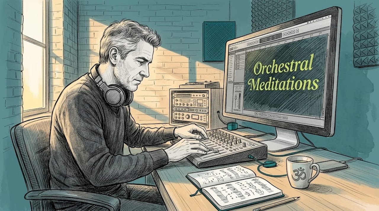 The role of composers in therapeutic music explained 1 Composer adjusting meditation tracks in studio