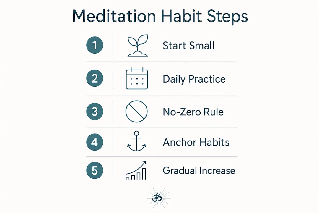 Creating a meditation routine that actually sticks 2 Infographic showing steps to build meditation habit