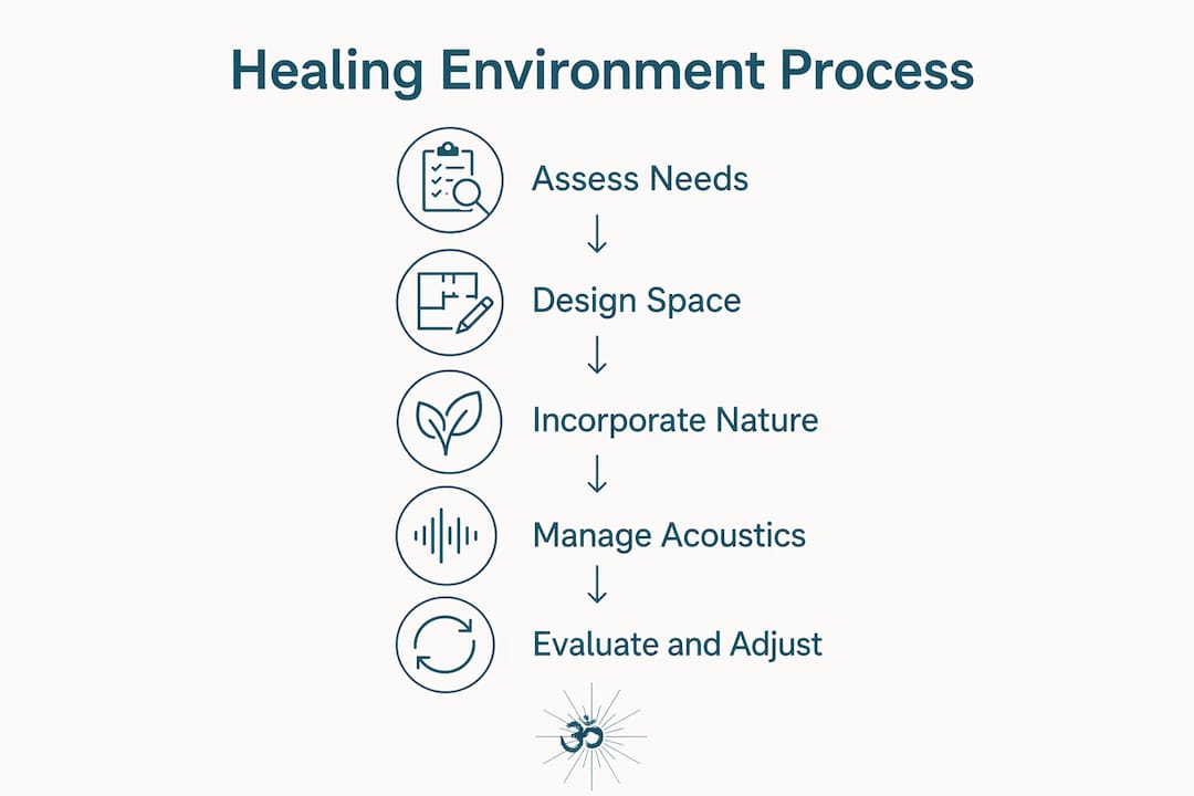 The process for creating healing environments 2 Infographic illustrating 5-step healing environment process