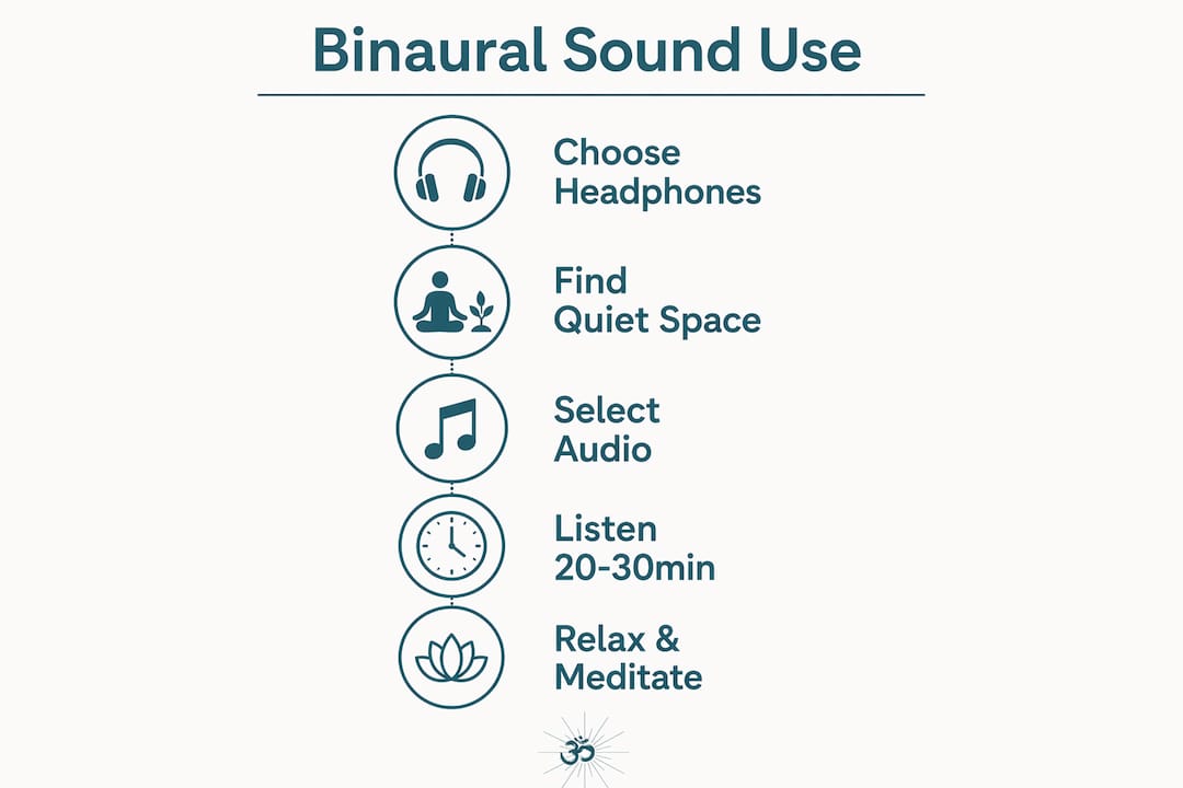 Binaural sound technology: benefits for mind and wellness 2 Infographic of binaural sound use steps