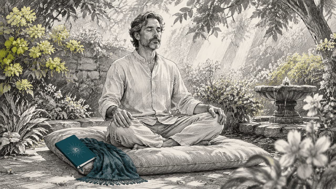Mantra meditation practice guide for beginners 1 Man sitting comfortably in meditation posture