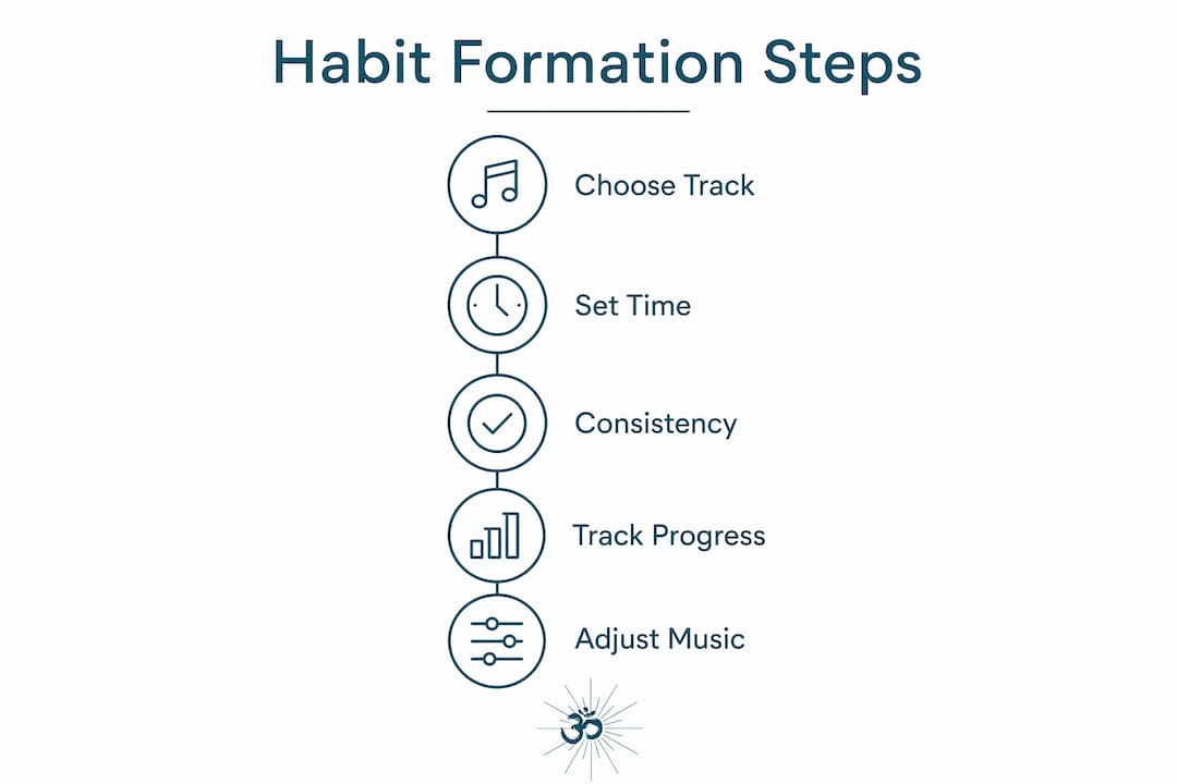 Using meditation music for habit formation: a 2026 guide 2 Infographic illustrating steps for building habits with meditation music