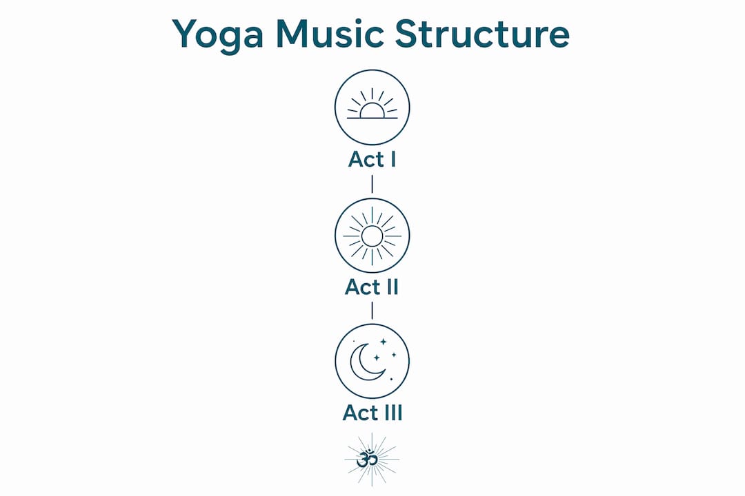 How to use music for yoga meditation fusion 2 Infographic showing three-act music structure for yoga sessions