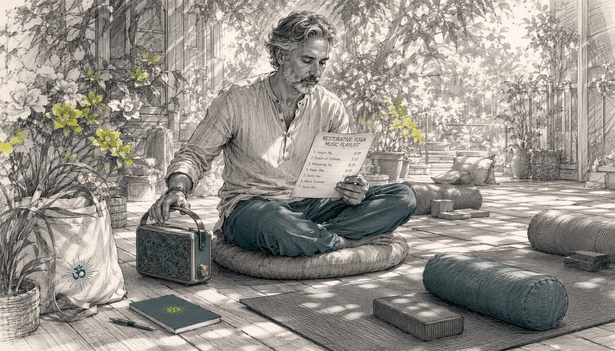 Music selection for restorative yoga: your 2026 guide 1 Yoga instructor choosing music playlist