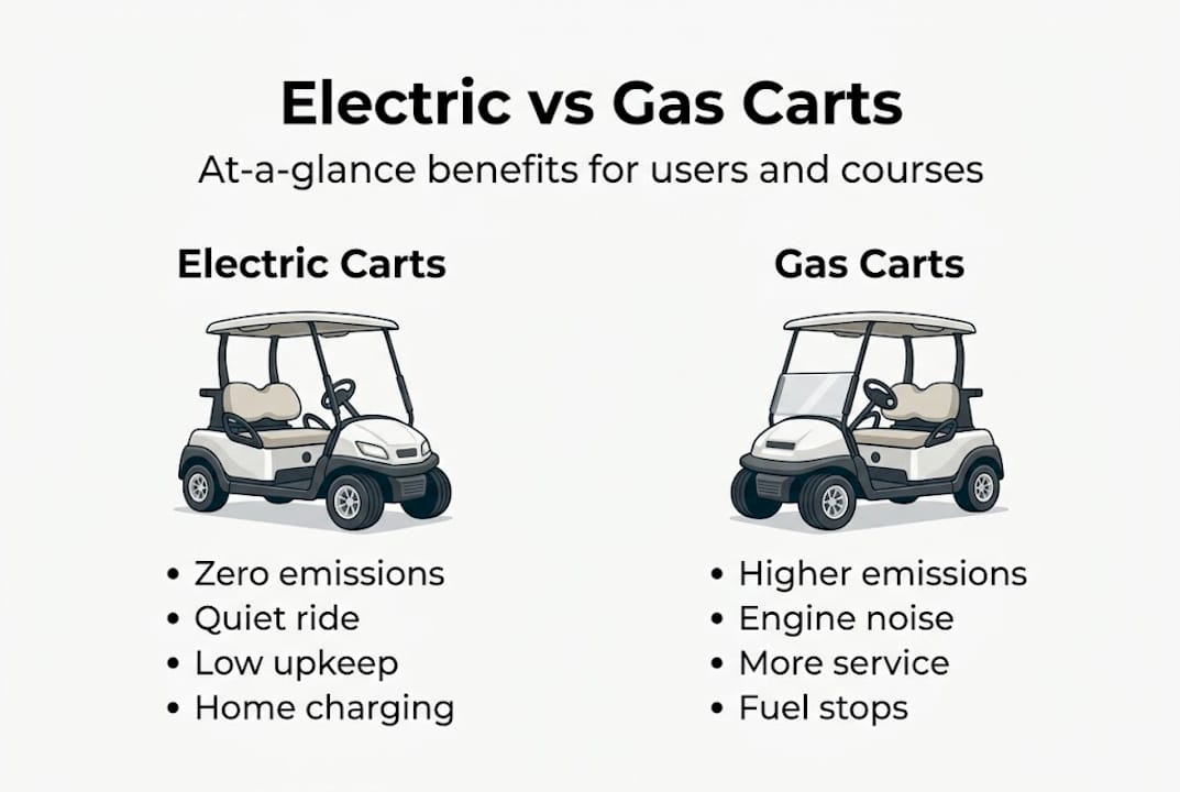 Infographic comparing electric and gas golf carts