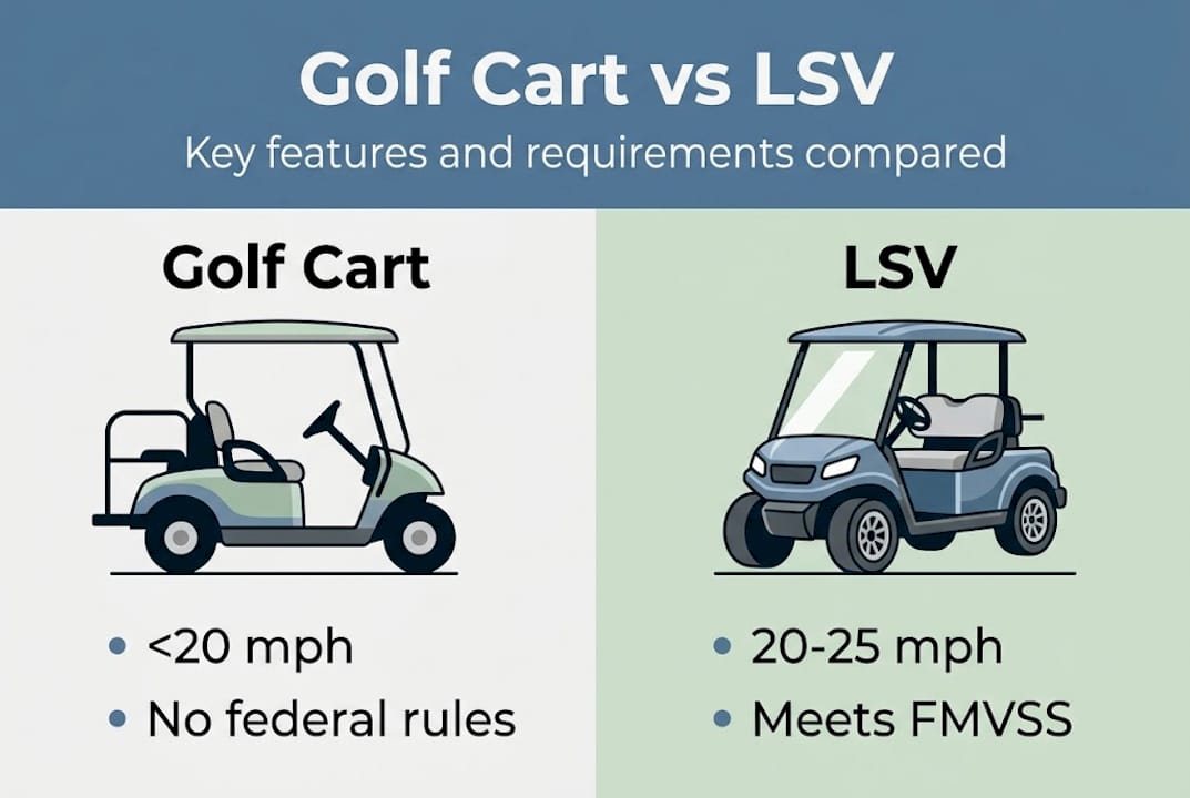 Golf cart and LSV comparison infographic