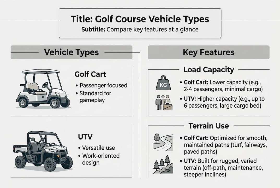 Infographic comparing golf course vehicle types