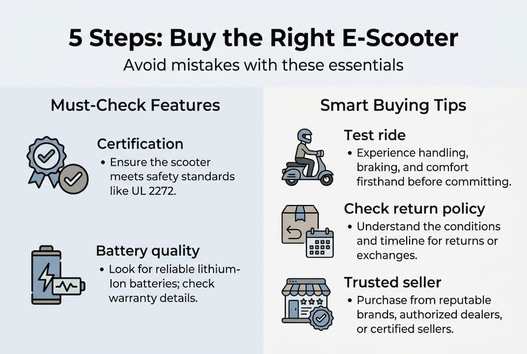 Infographic on electric scooter buying steps