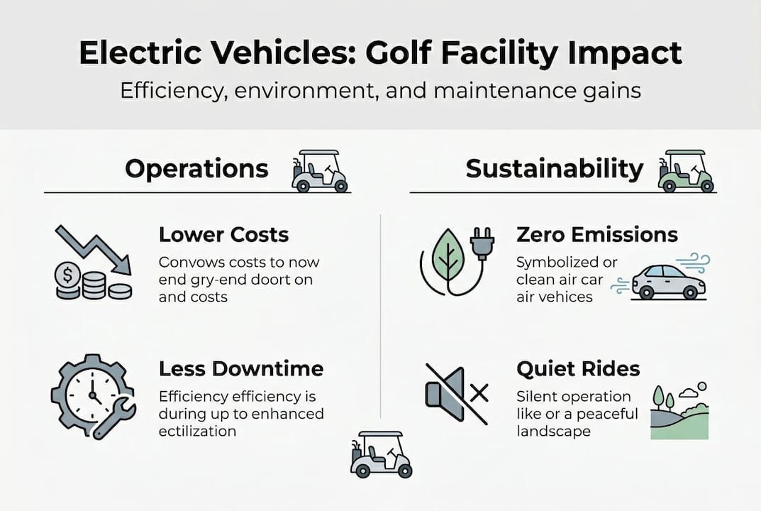 Infographic with EV benefits for golf operations and sustainability