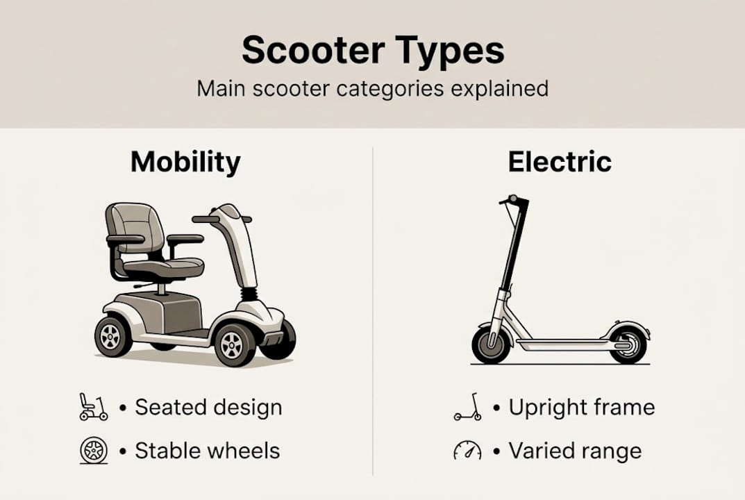 Infographic showing types of scooters