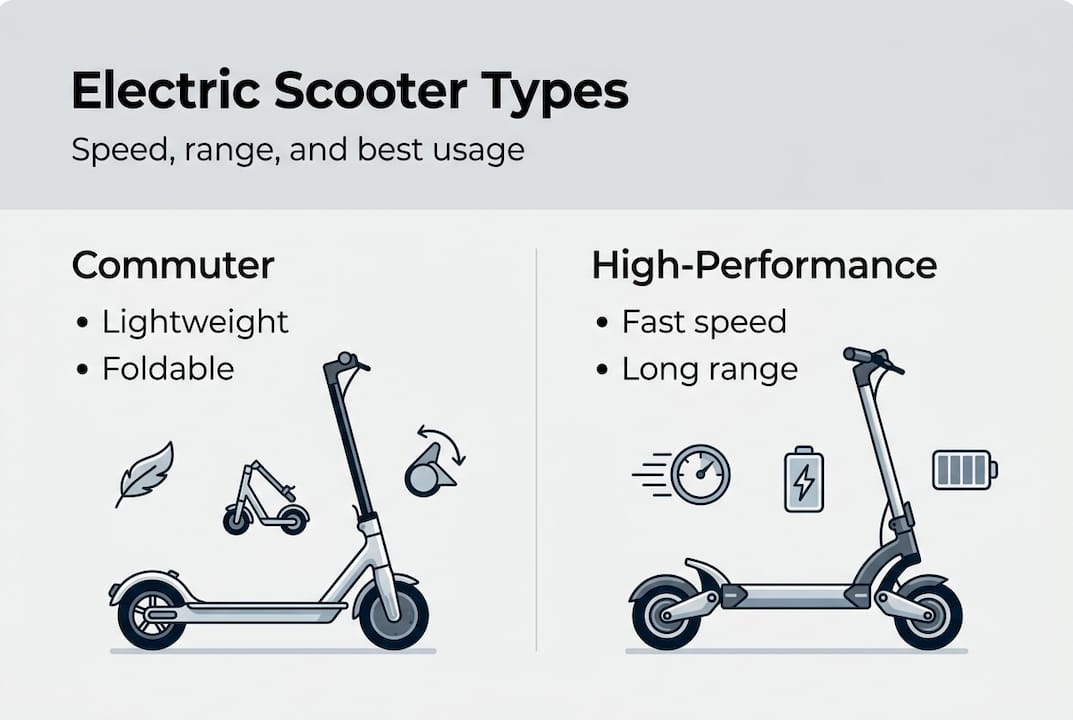Infographic comparing electric scooter types