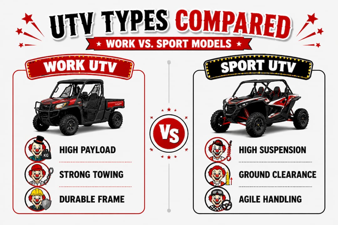 Infographic comparing work and sport utility vehicle types