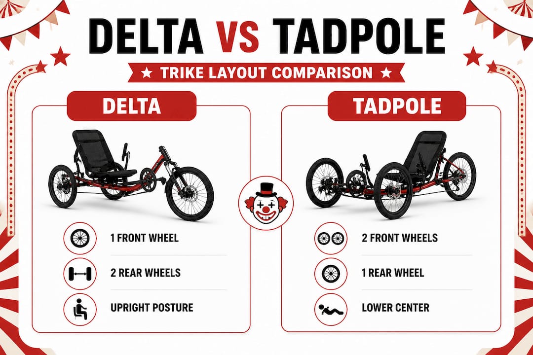 Infographic comparing delta and tadpole trikes