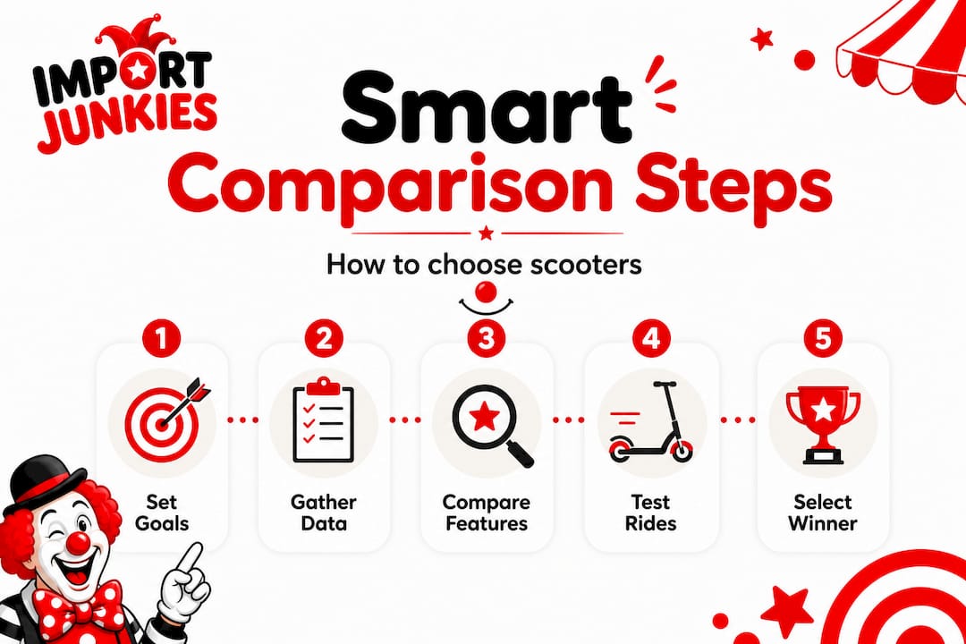 Infographic illustrating step-by-step scooter comparison