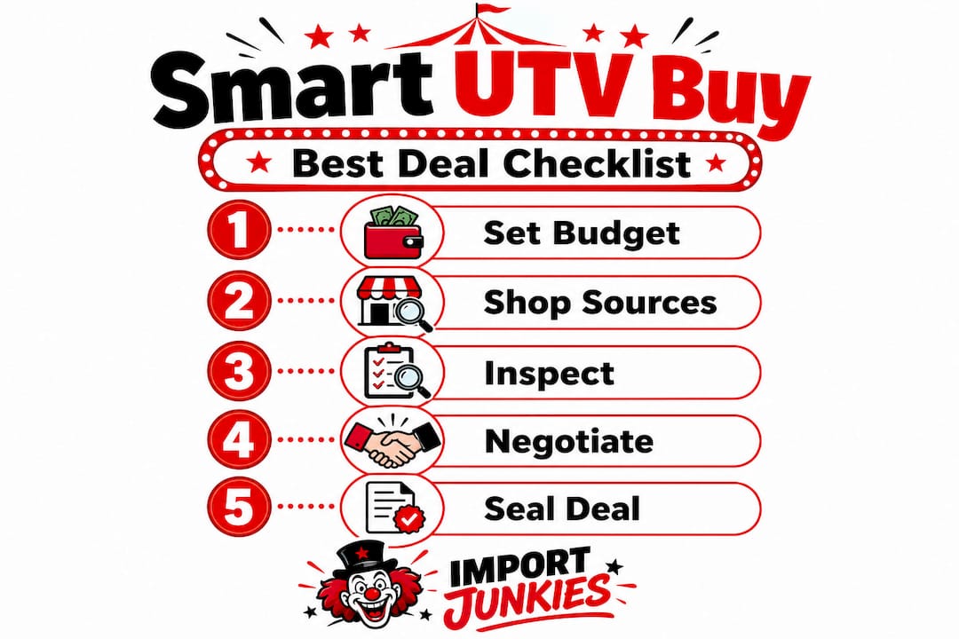 Infographic with five steps for buying utility vehicles