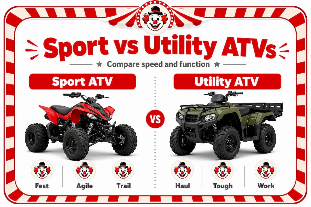 Infographic comparing sport and utility ATV features