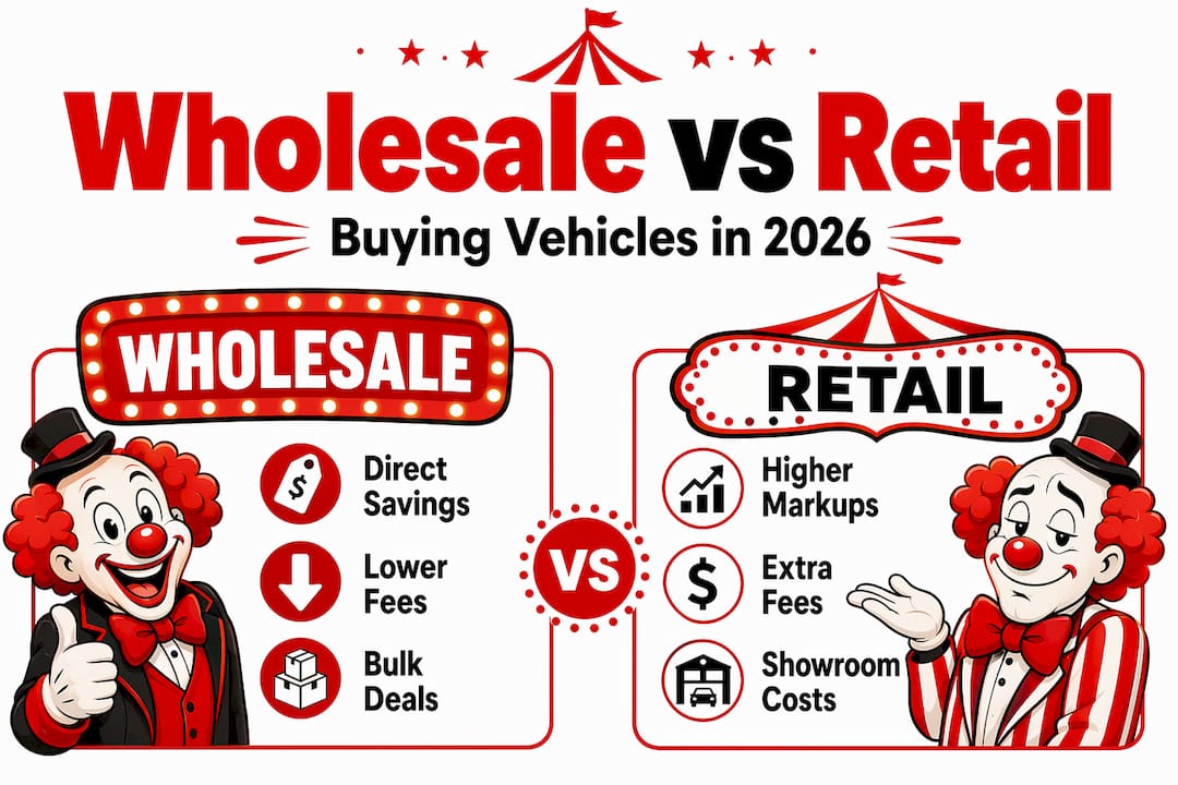 Infographic comparing wholesale and retail vehicle buying