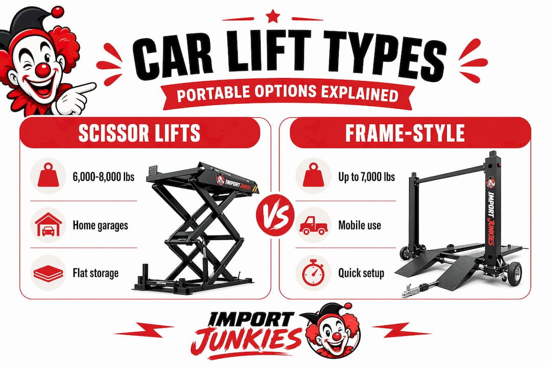Infographic comparing portable car lift types