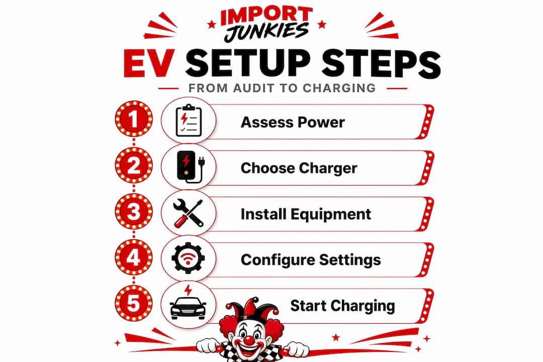 Infographic with five steps for EV setup process