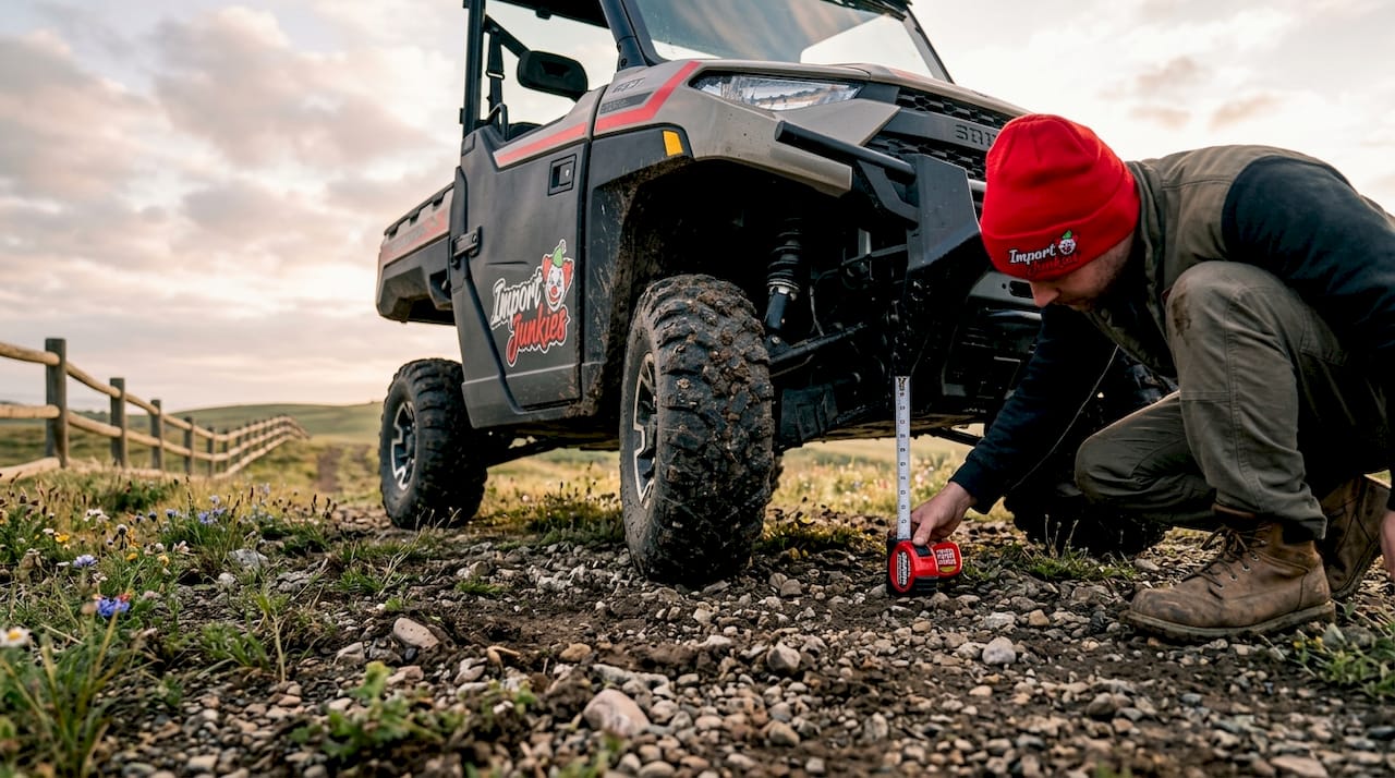 Measuring UTV ground clearance outdoors