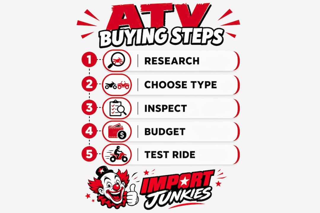 Infographic illustrating ATV buying step-by-step process