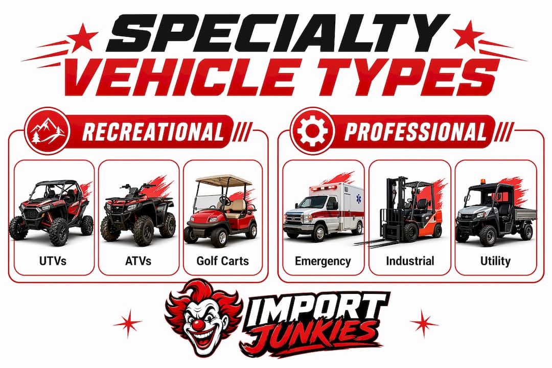 Infographic comparing recreational and professional specialty vehicles types