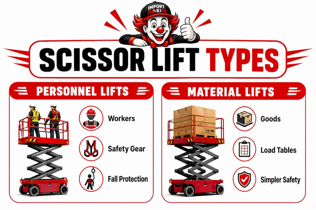 Infographic comparing personnel and material scissor lifts