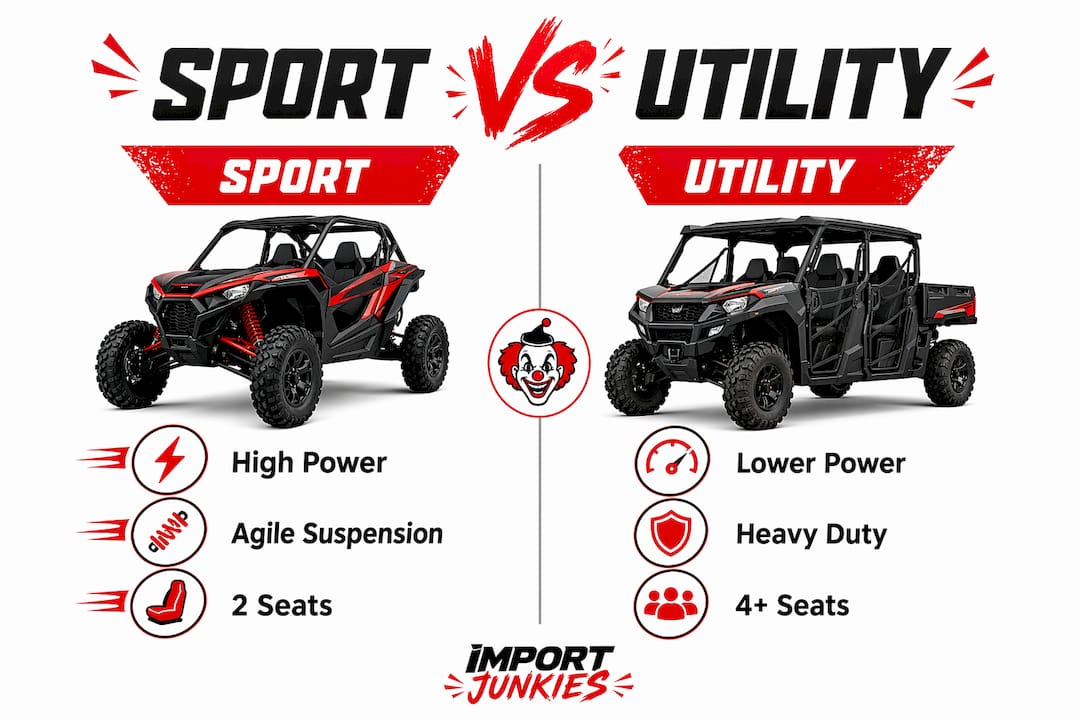 Infographic comparing sport and utility side-by-side vehicles