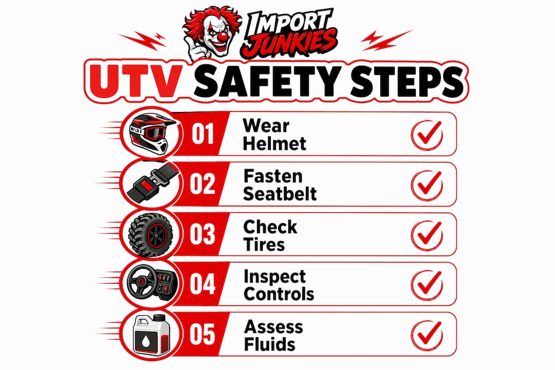 Infographic showing UTV safety checklist steps