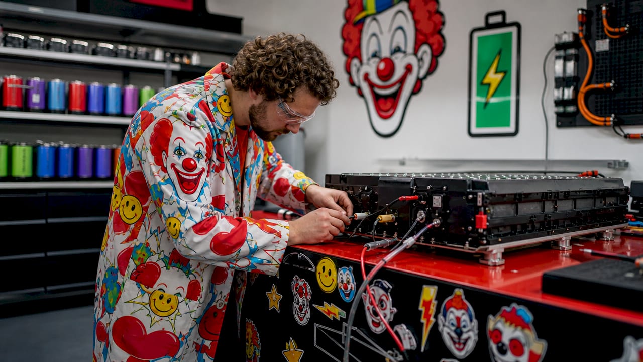 Scientist testing EV battery in lab