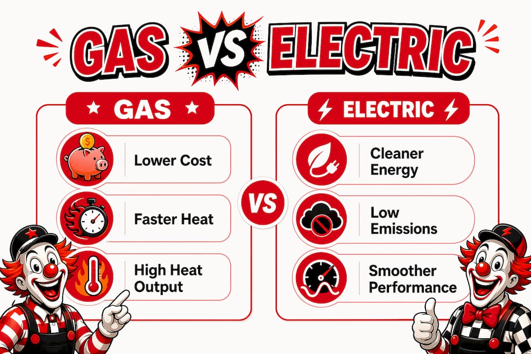 Infographic comparing gas and electric energy features