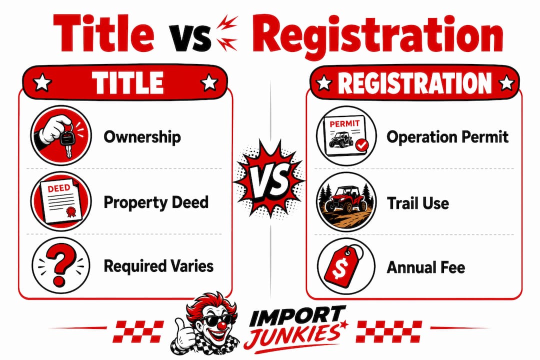 Infographic comparing ATV title and registration