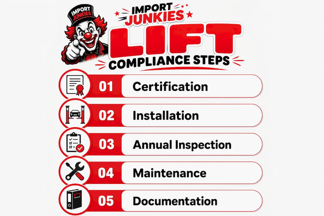 Infographic of vehicle lift compliance steps