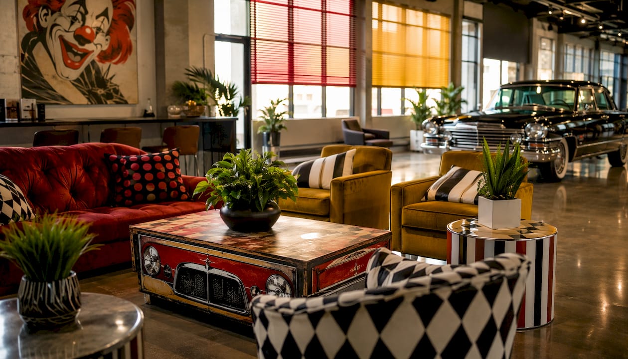 Modern vehicle dealership showroom interior