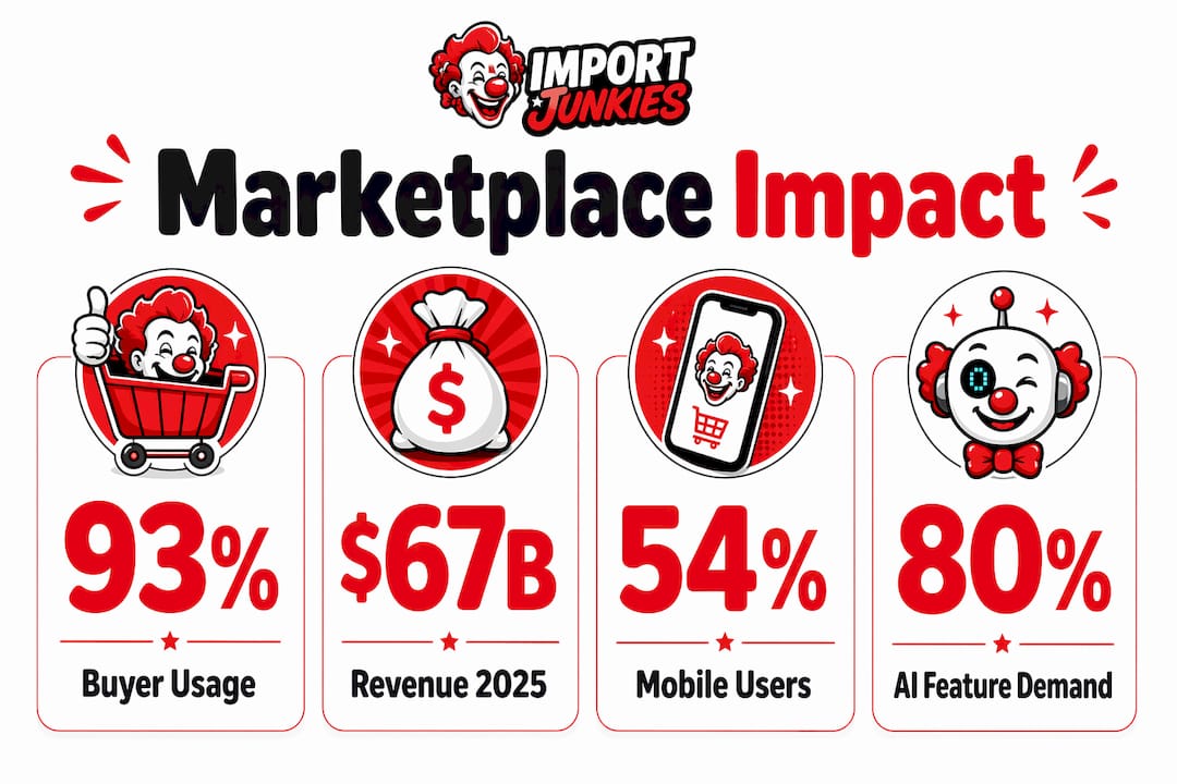 Infographic showing online vehicle marketplace statistics