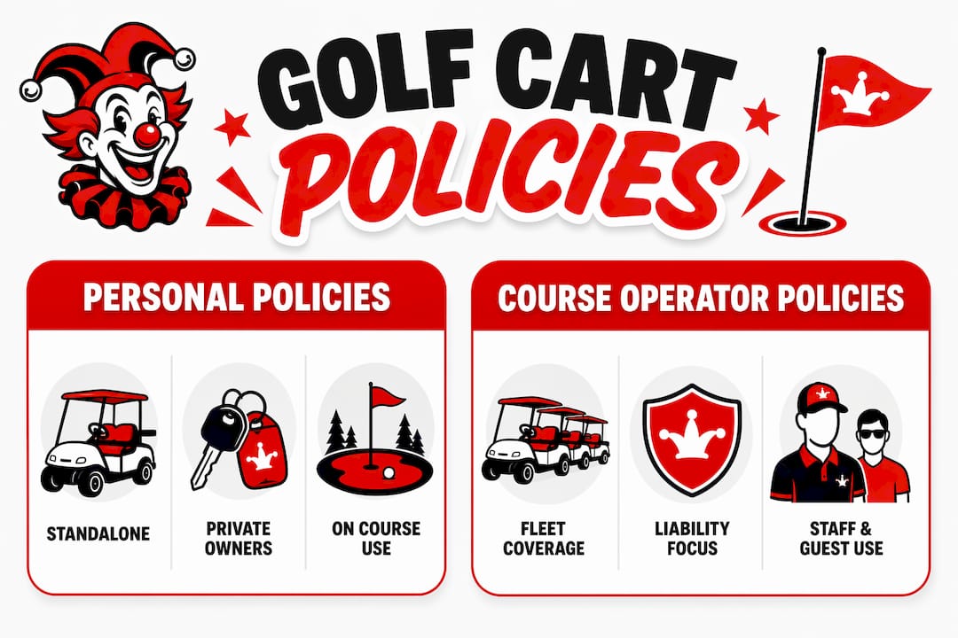 Infographic comparing personal and operator golf cart policies
