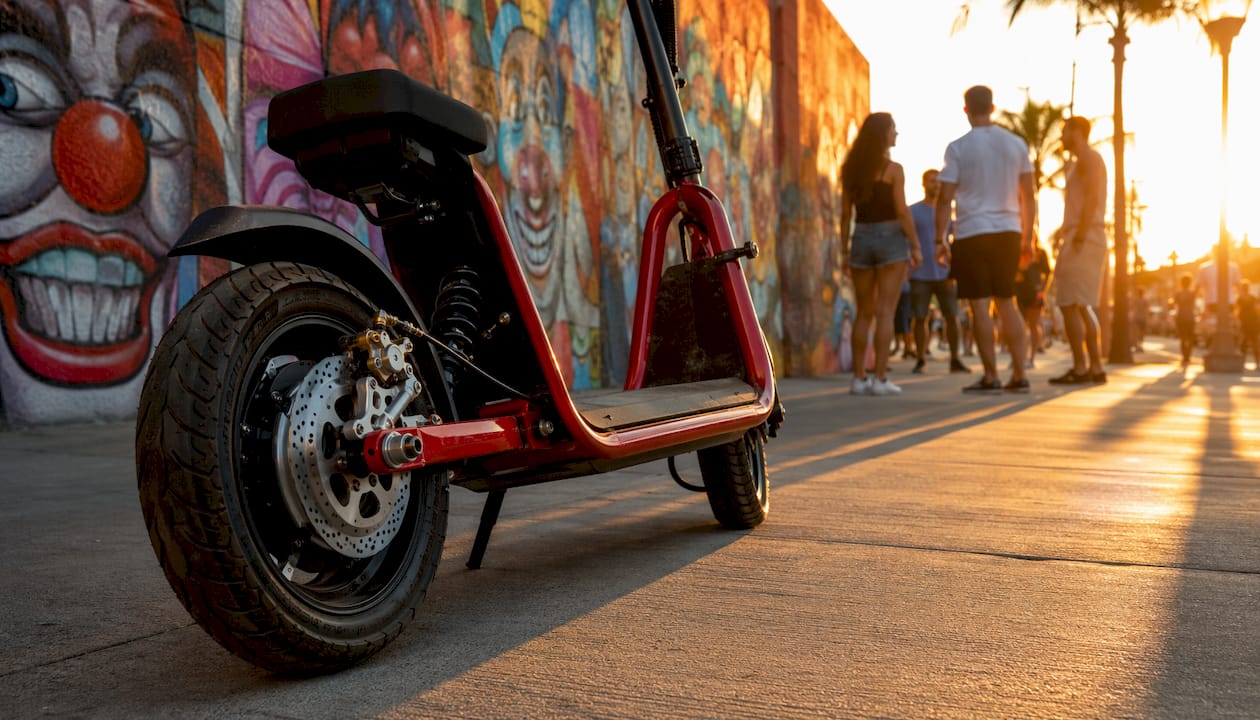 Close-up of hybrid scooter regenerative braking system
