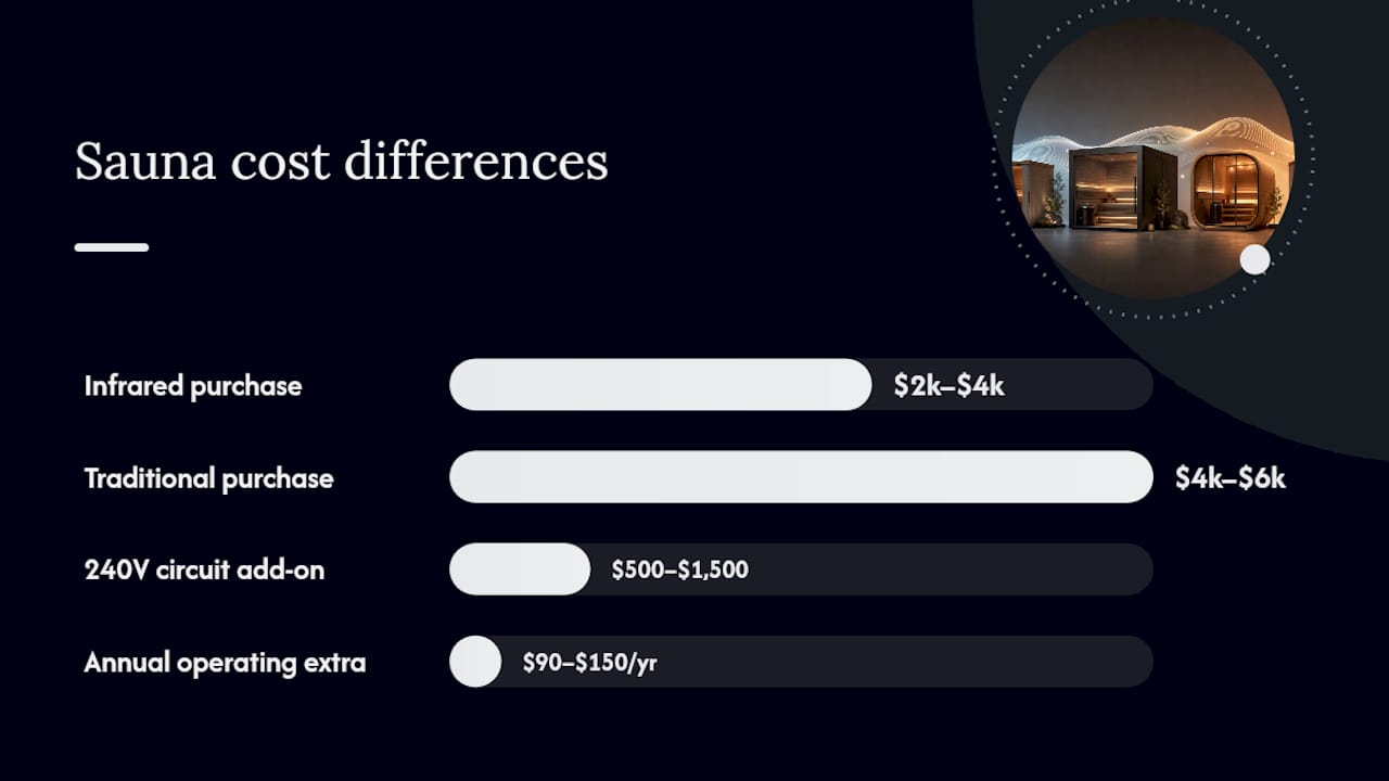 Cost comparison diagram of infrared versus traditional saunas