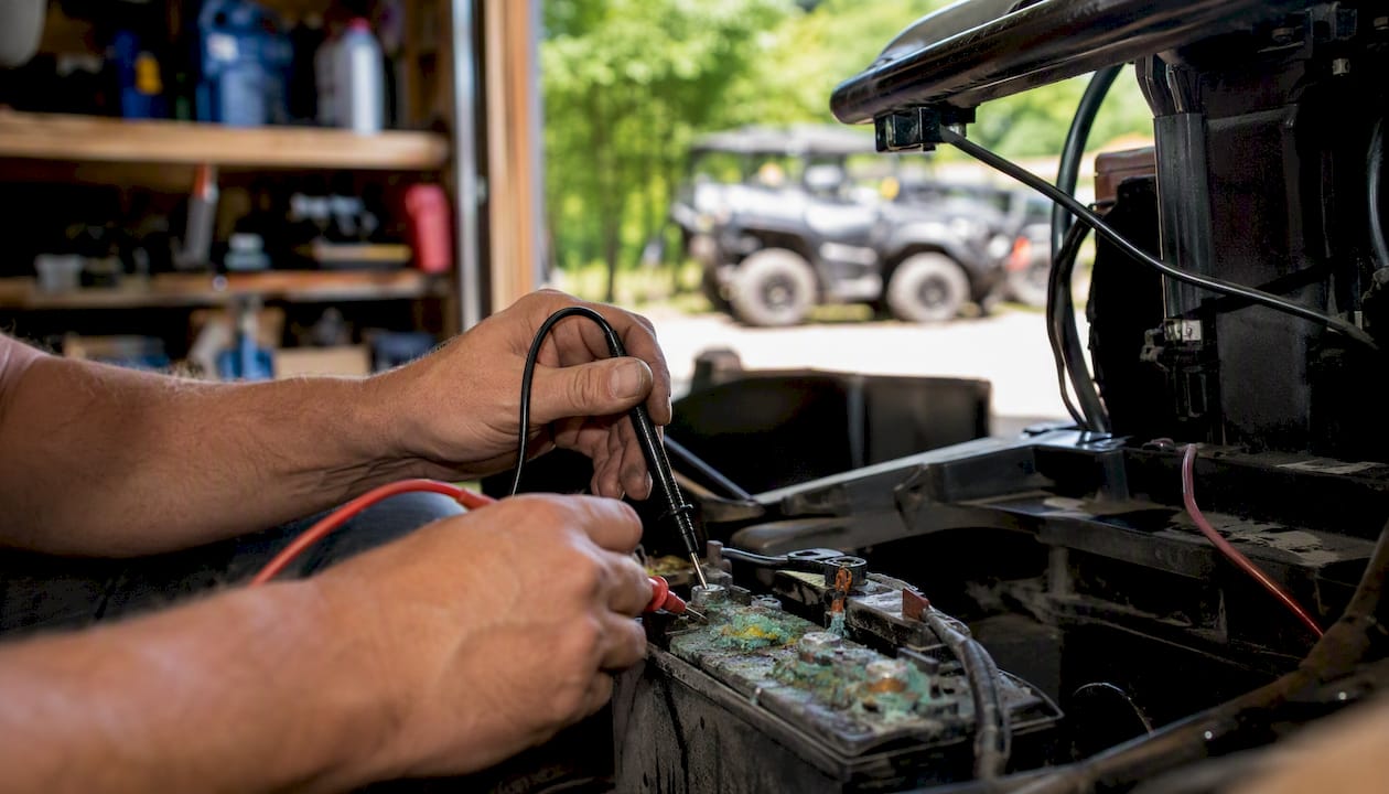 Testing trike battery voltage with multimeter