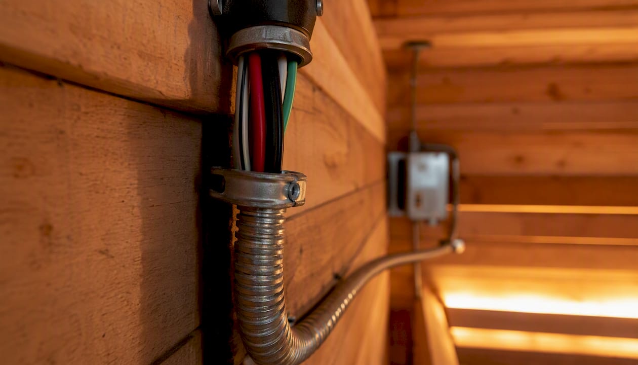 Heat-resistant wiring in sauna hot room