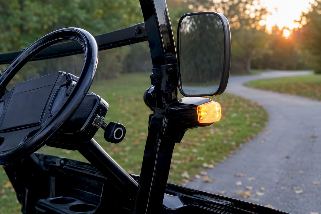 Golf cart street-legal accessories close-up