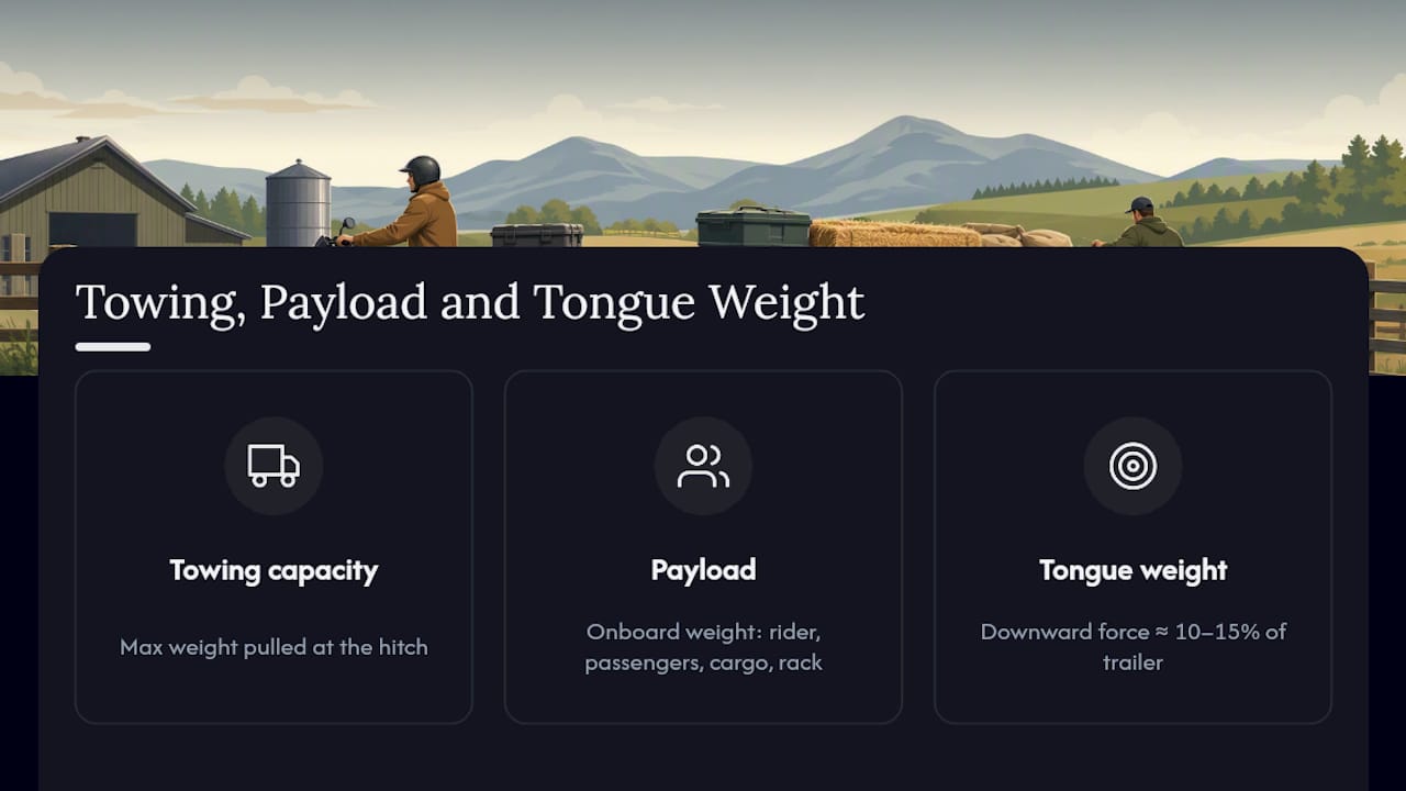 Diagram comparing towing capacity, payload, and tongue weight