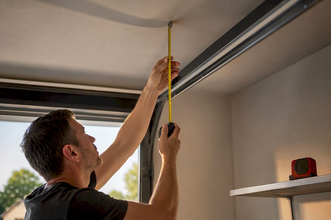 Measuring garage ceiling above lift track