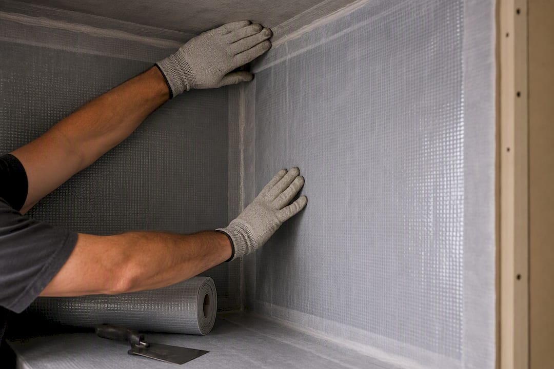 Vapor-proof membrane sealed in shower