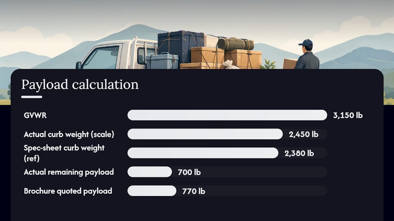 GVWR minus vehicle weight payload calculation