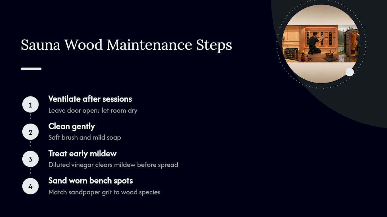 Four steps for maintaining sauna wood