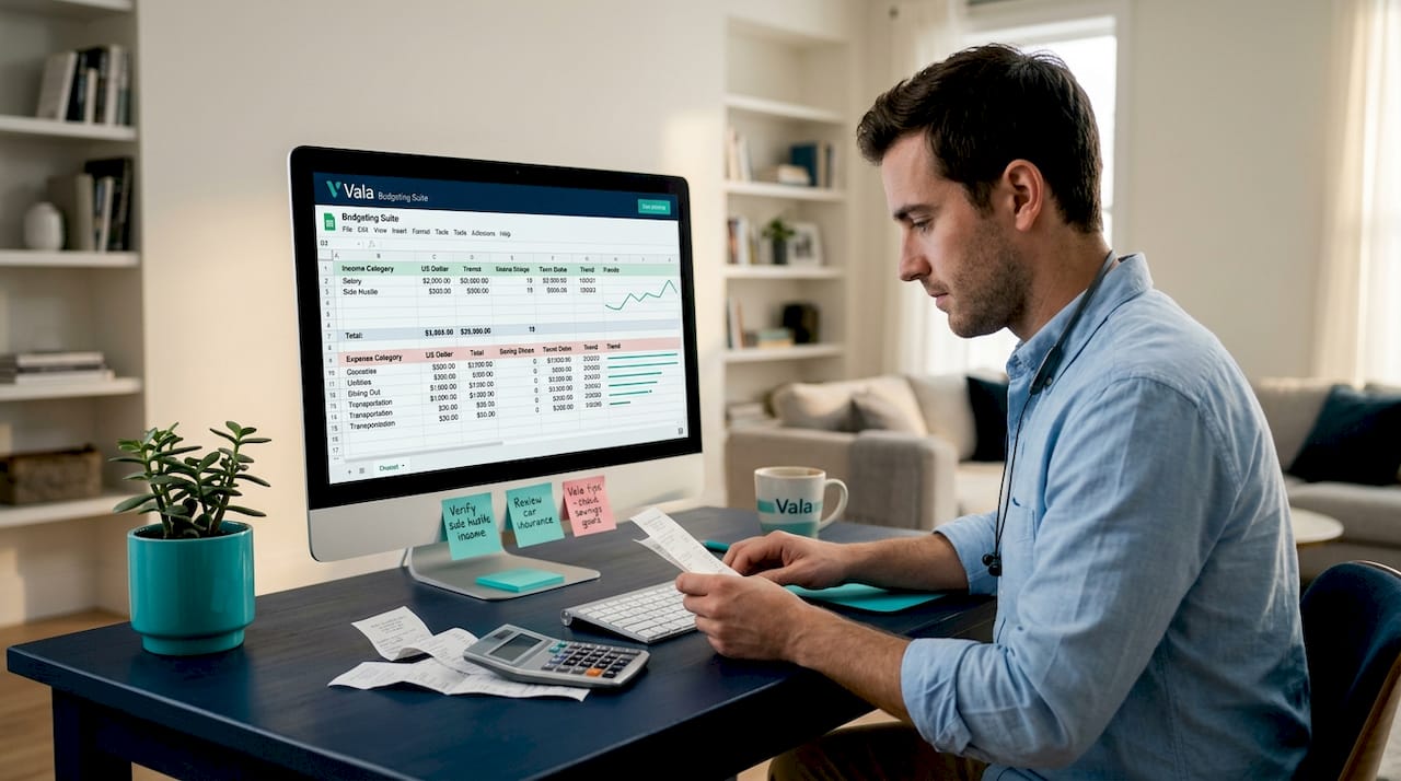 How Ai Personalizes Budgets For Smarter Money Management 3 Freelancer updating budget with AI in home office